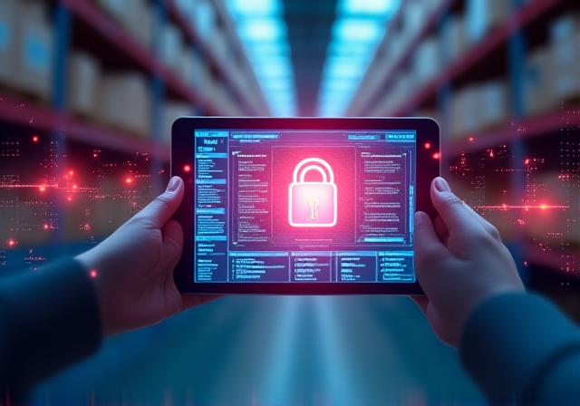 Conceptual visual of digital data security in logistics